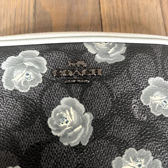 Coach Signature Rose Print Double Zip Crossbody Wristlet Bag Charcoal Sky 31855 - Picture 6 of 16